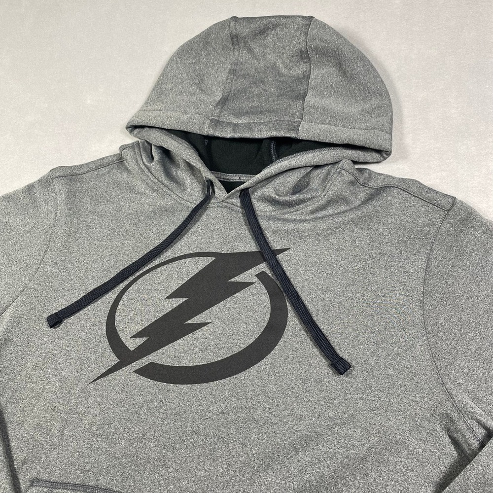 NHL Tampa Bay Lightning Hoodie Mens Large Gray Heathered Fleece Sweatshirt